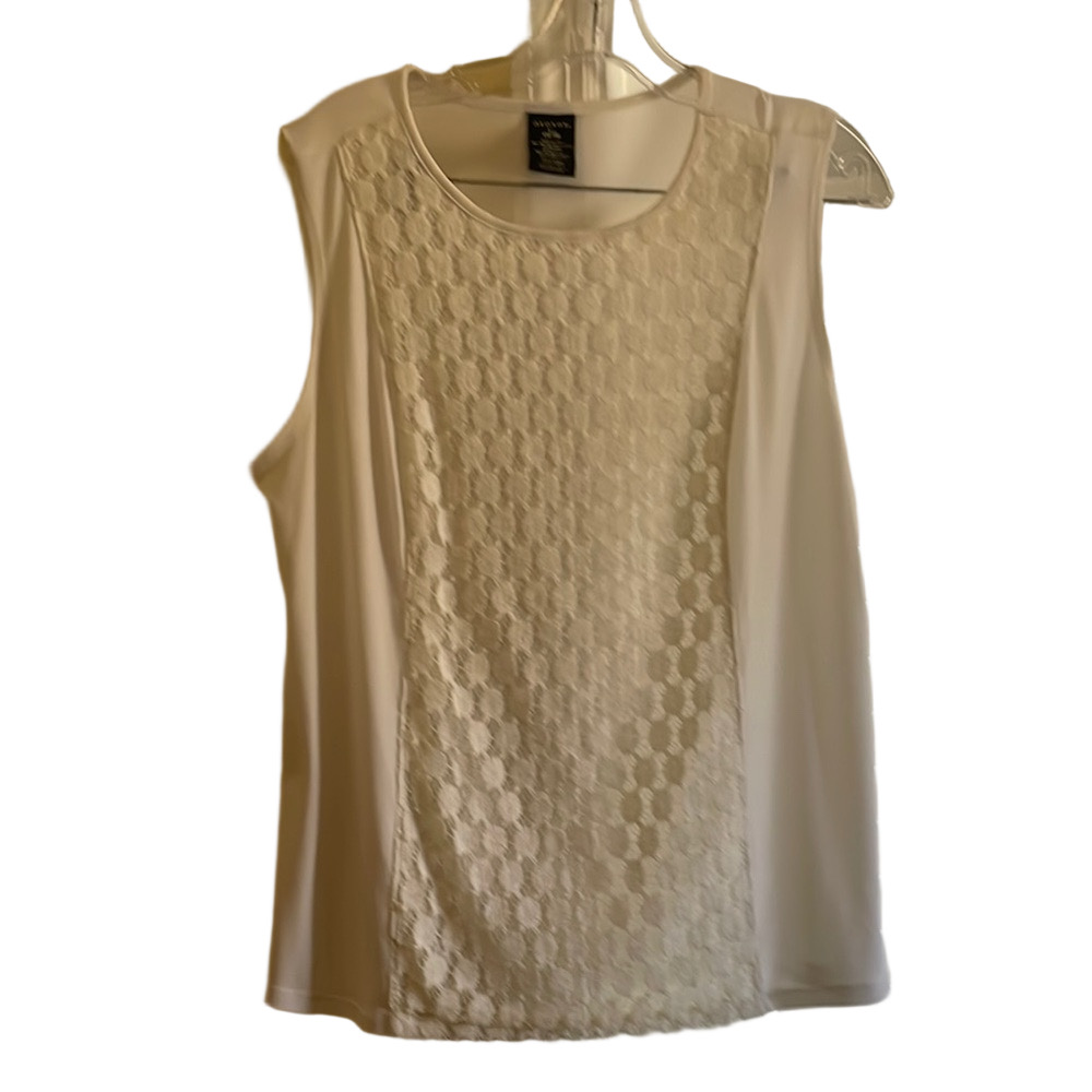 George White Sleeveless Blouse Size L